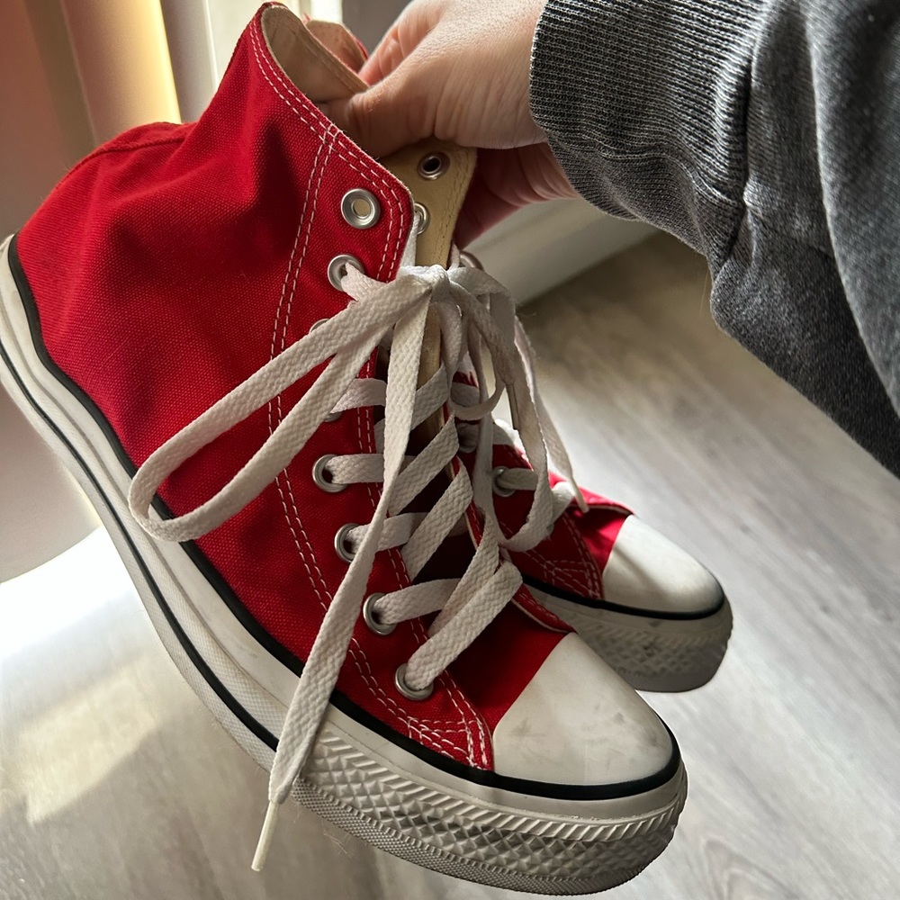 Red Converse High-Top Sneakers